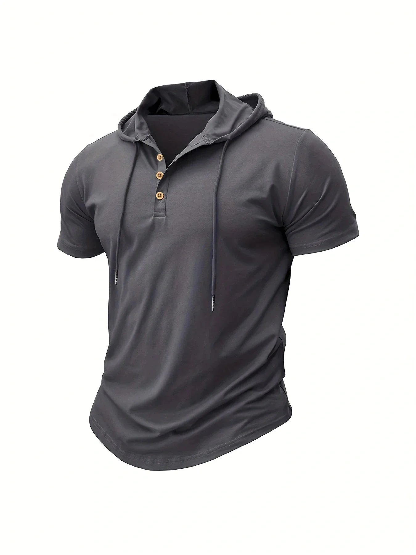 Men T Shirts  Summer Slim Fitness Hooded Short-Sleeved Bodybuilding Quick Dry Tshirt Male Gym Clothes Breathable Sports Tops