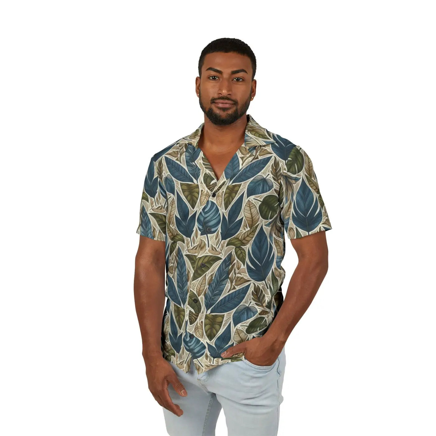 Tropical Leaf Hawaiian Camp Shirt - Summer Beach - Dipaliz