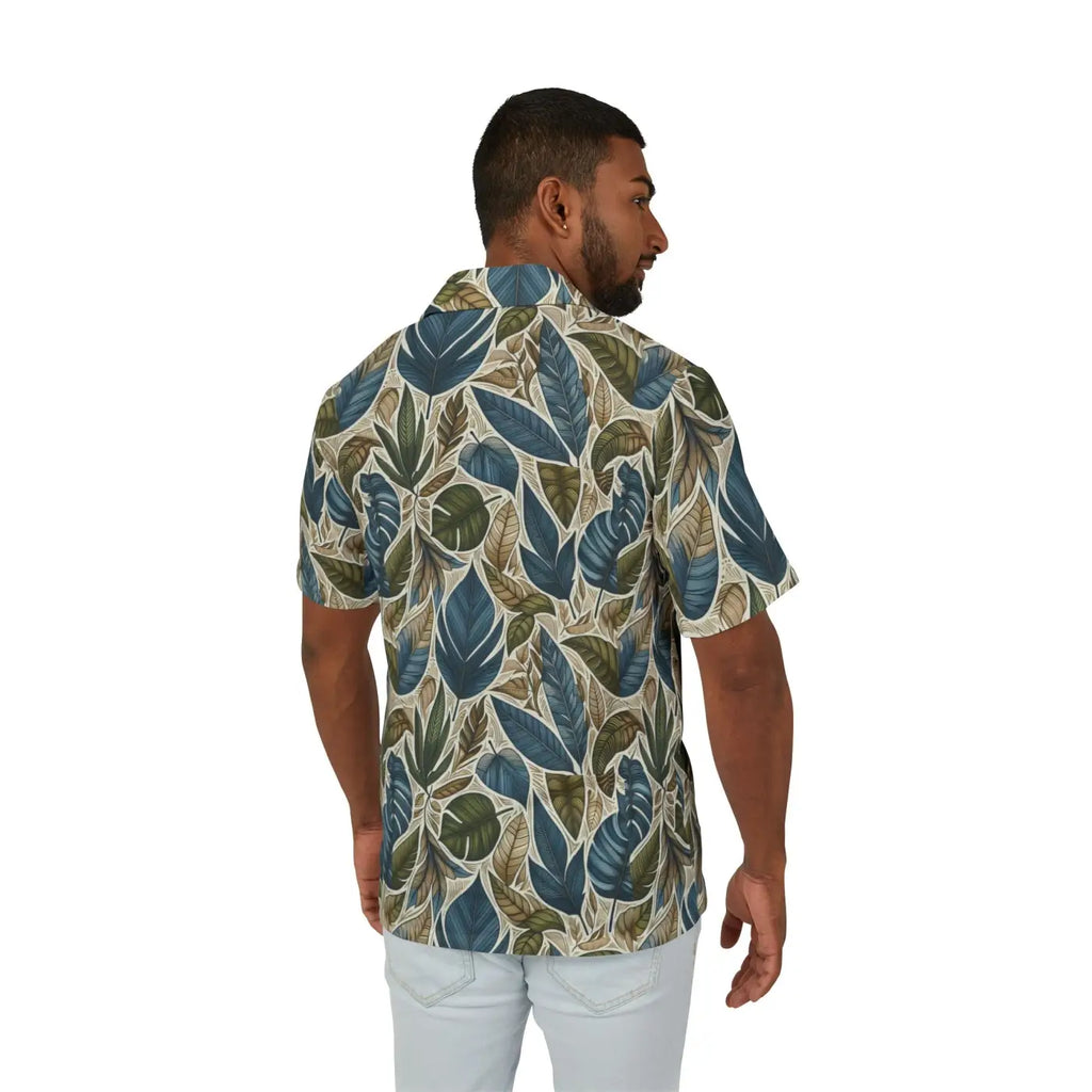Tropical Leaf Hawaiian Camp Shirt - Summer Beach - Dipaliz
